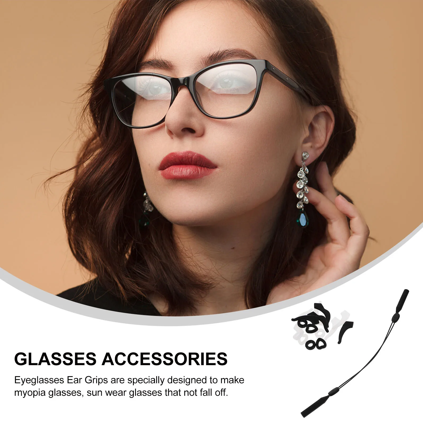 17pcs Glasses Rope Anti Slip Cover Silicone Ear Grips Sports Cushions Accessories Eyeglass Temple Tips Glass Retainers Myopia