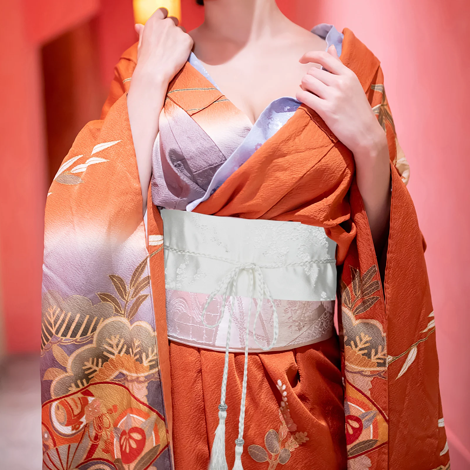 

Japanese Style Embroidered Wide Waist Belt Tassel Yukata Obi Corset Women’s Vintage Cinch Belt Hanfu Dress Accessories