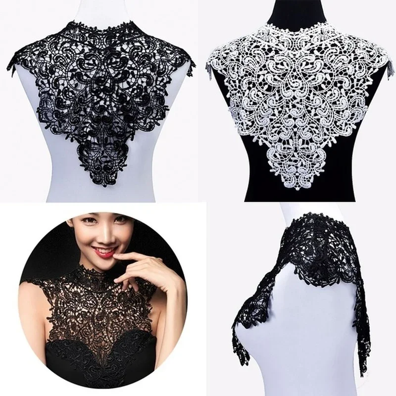 

DIY handmade Wedding Dress Lace Polyester Flower Lace Neckline Fabric Collar Embellishment For Sewing Supplies Crafts Applique