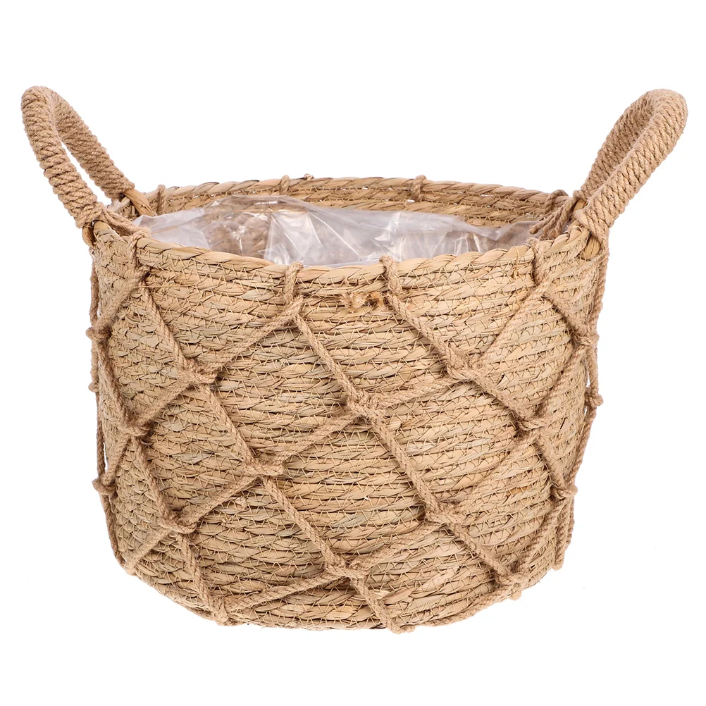 

Floor Type Woven Basket Baskets Grass Polyester Flower Pots Outdoor Indoor for Plants