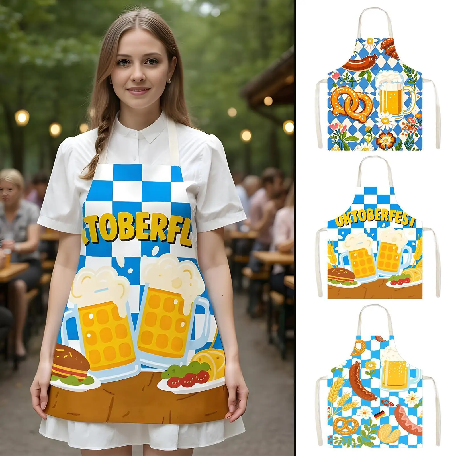 

Кухонный фартук, фартук для Октоберфеста, регулируемый пояс, маслостойкая дышащая клетчатая одежда для деревообработки, садоводства, керамики