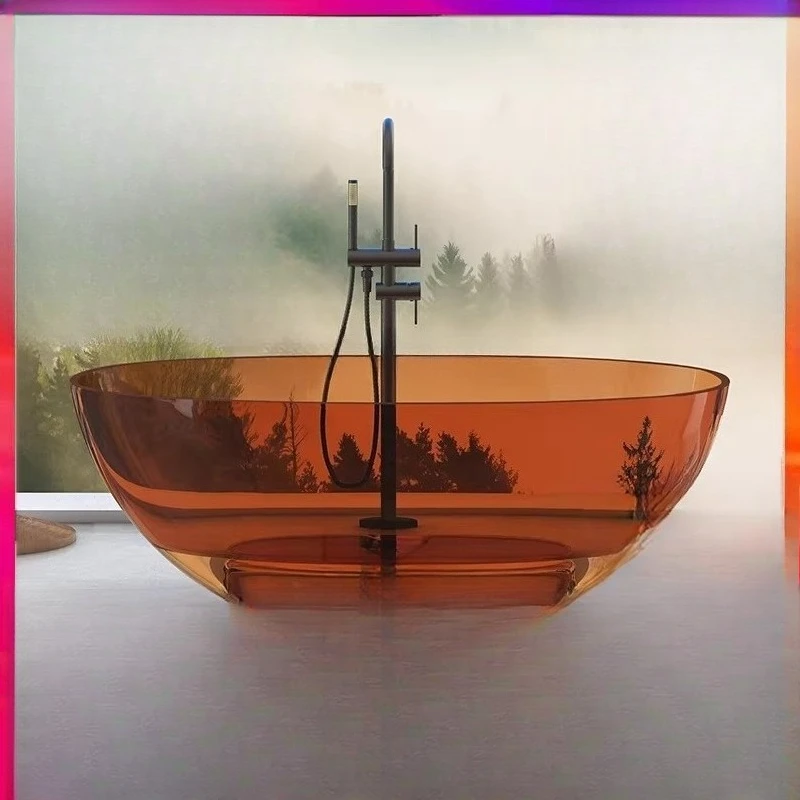

Transparent bathtub Household small apartment Color resin crystal independent integrated