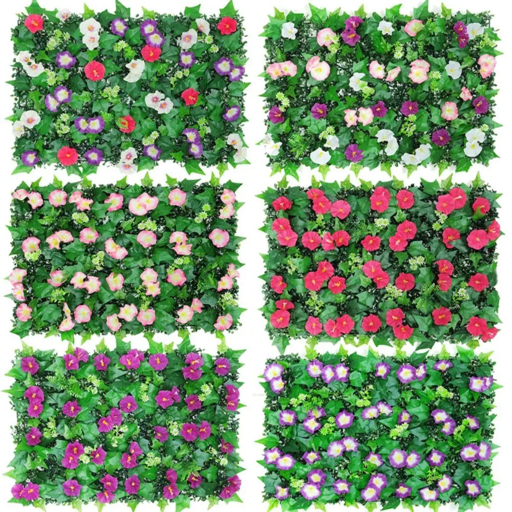 

Morning Glory Artificial Plants Wall Panel 60x40cm UV Resistant Plastic Lawn Wall Panels Lifelike DIY Background