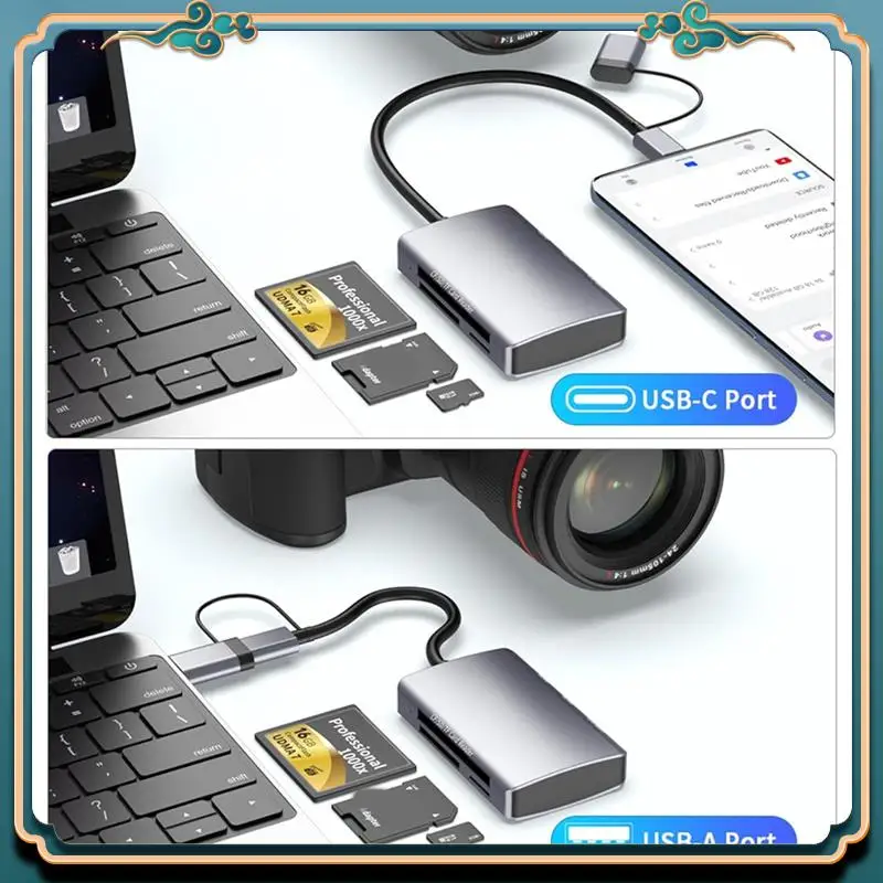 ABJG-6-In-1 CF/SD/TF Card Reader Memory Stick Pro Duo Adapter 5Gbps High-Speed Data Transfer For Computer/Android/Micro SD