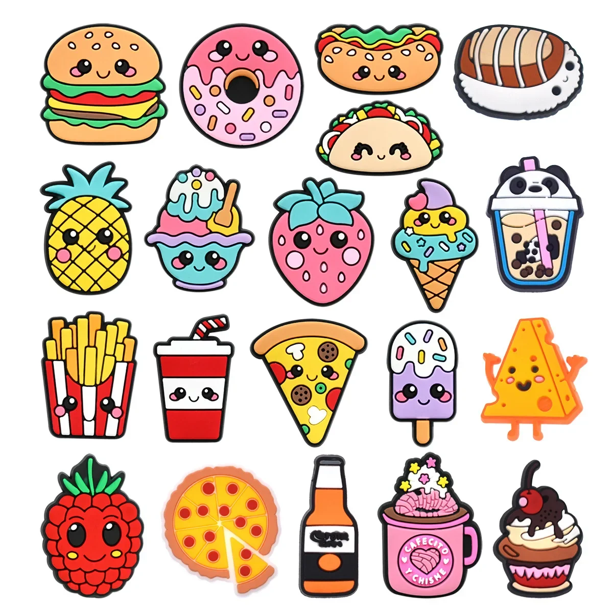 

2pcs PVC food dogut ice cream shoe buckles charms accessories decorations for clog sneaker wristbands tumbler party kids