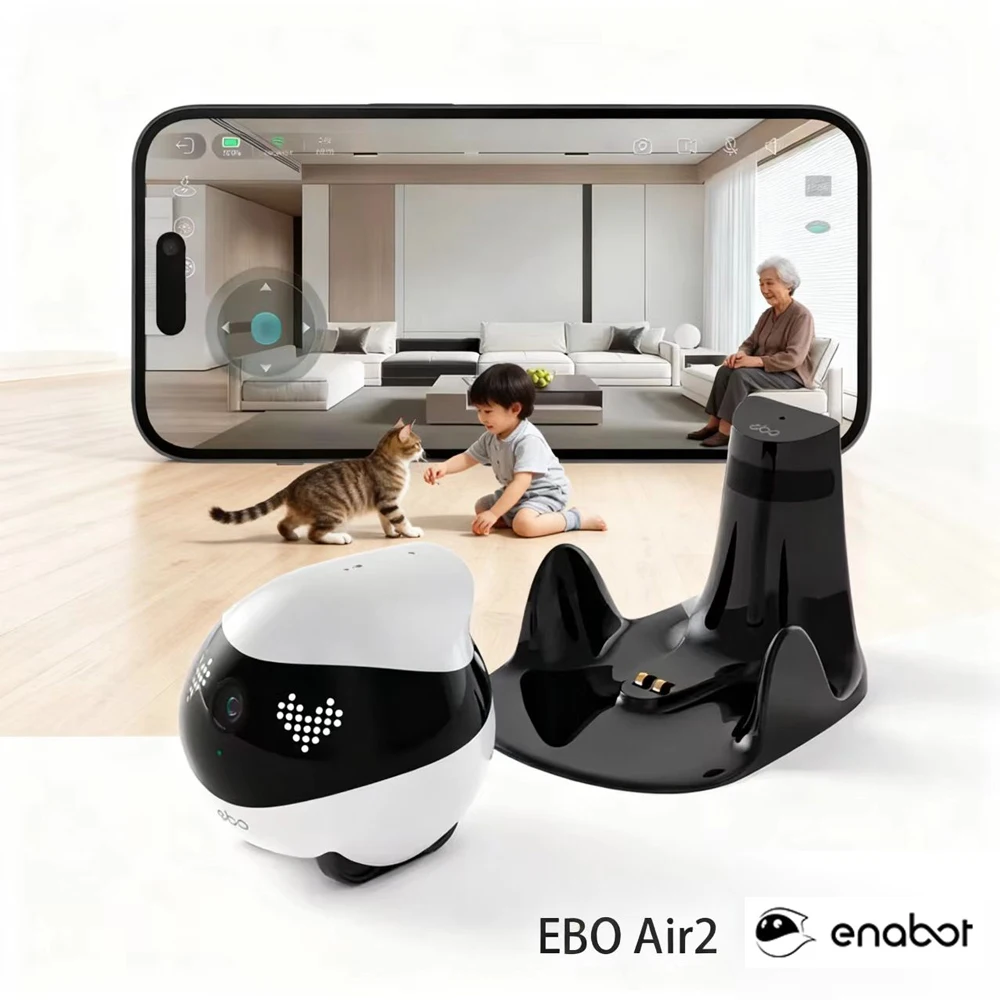 Enabot EBO AIR 2 Companion Robot 2K Home Security Pet Camera Night Vison Wireless APP Remote Control for Dog Cat Baby App Contro