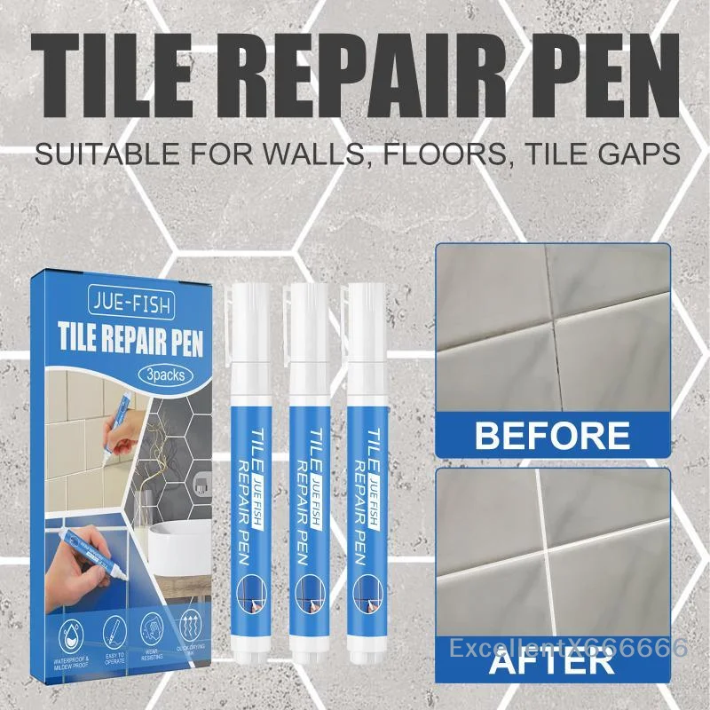 3Pcs Easy To Use Tile Repair Pen Waterproof Grout Marker for Home Kitchen Floor Wall Tile Seam Renewal