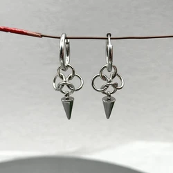 Handmade Stainless Steel Chainmail Spike Drop Earrings Alternative Byzantine Gothic Rivet Earrings for Women