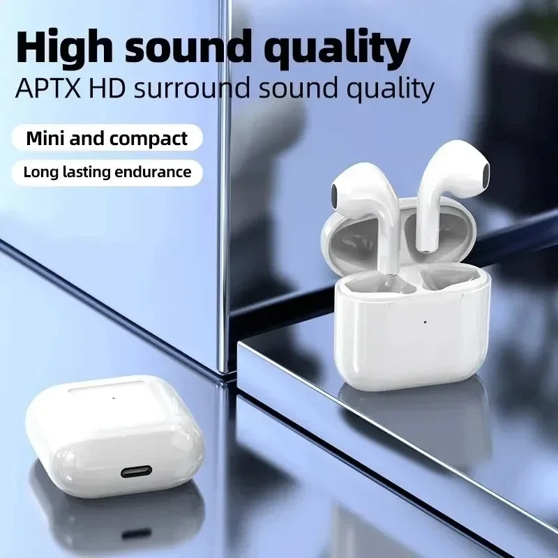 Pro4 TWS Mini Bluetooth Headphones Touch 9D Stereo Wireless Headphones with Mic In Ear High Fidelity Headphones Handsfree Headph