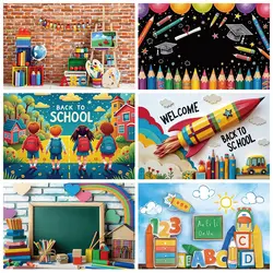 MOON.QG Kindergarten Back To School Decoration Backdrop Blackboard Chalkboard Newspaper Graffiti Preschool Photozone Background