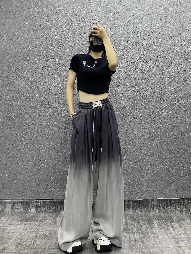 

Мужские летние брюки свободного кроя с широкими штанинами, двухцветные, повседневные, дышащие, удобные, в уличном стиле