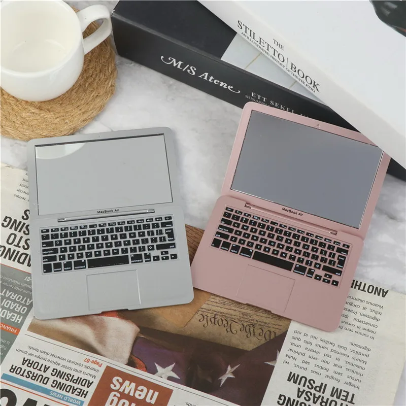 1PC Cosmetic Mirror Mini Computer Mirror For Girl Portable Pocket Laptop Shape Makeup Clear Mirror Baby Mirrors 9.3*6.5*0.5