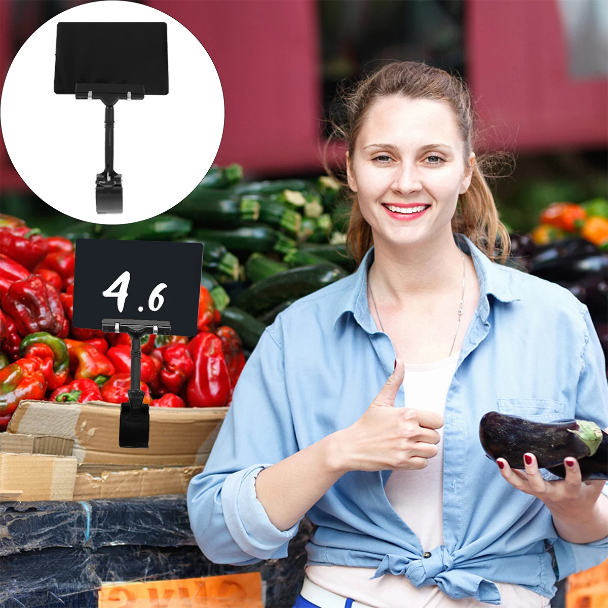 9 stücke PVC Preisschilder Supermarkt Display Board Halter Wiederbeschreibbare Clips Gemüse Tafel Preis Board Halter Zeichen