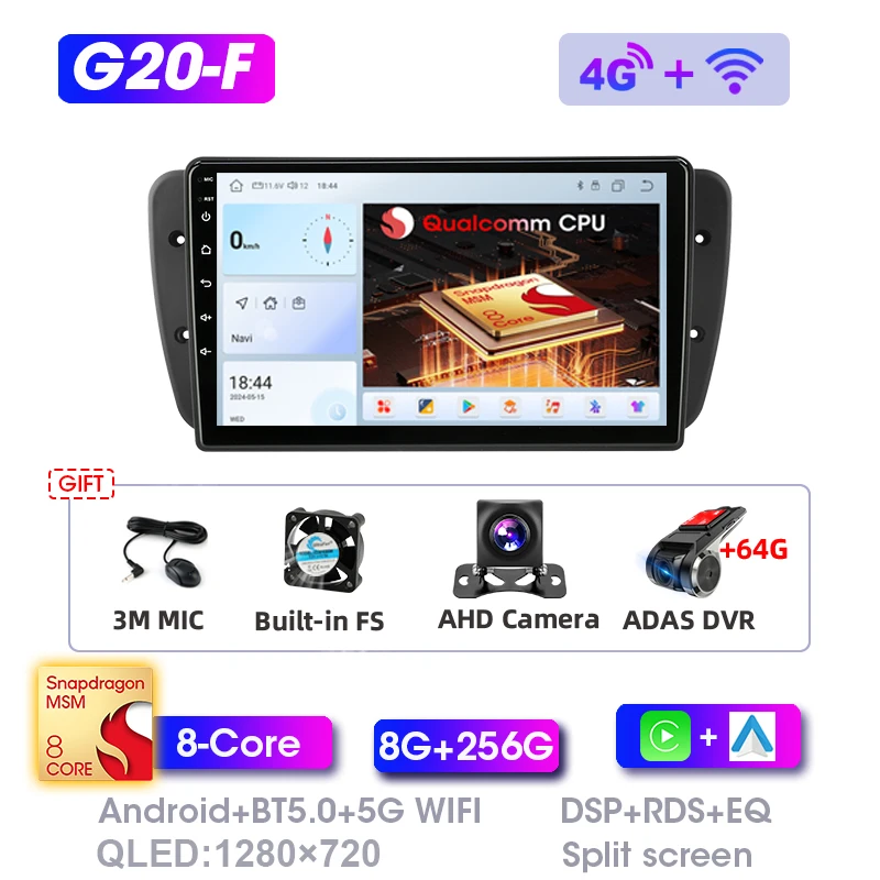 Srnubi Android Autoradio voor Seat Ibiza 6j 2009-2013 Draadloze CarPlay Android Auto WiFi GPS Navigatie BT Video muziek Stereo