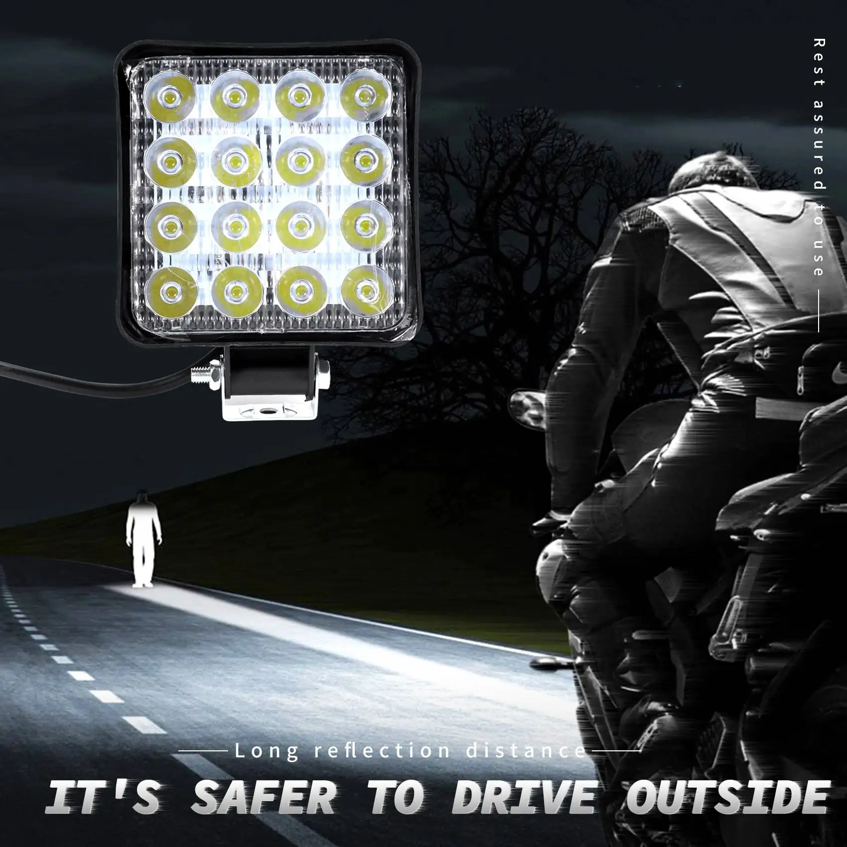 2ชิ้น48W 6000K นำแสงสปอตไลท์สี่เหลี่ยมโคมไฟรถแทรกเตอร์รถบรรทุก SUV 4WD 12V 24V