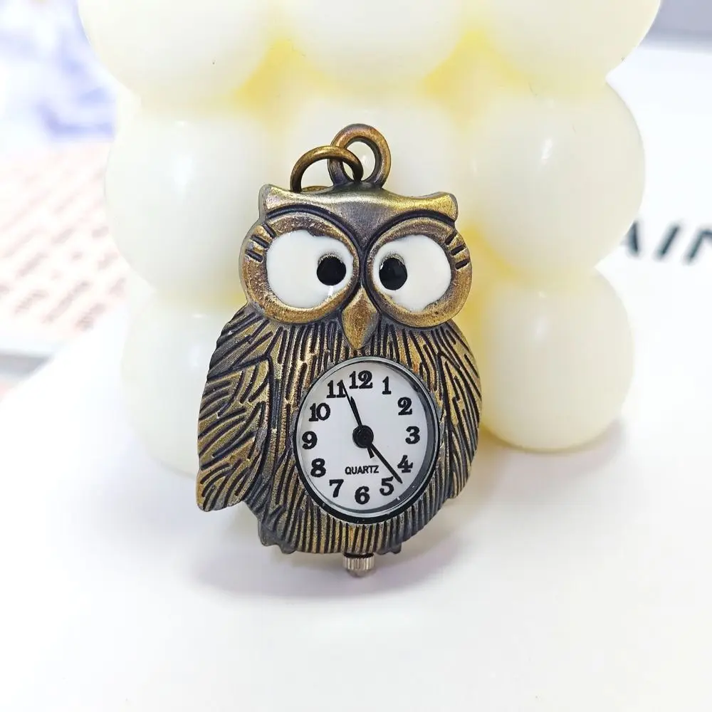 Fashionable Alloy Owl Pocket Watch Antique Bronze Color Quartz Pocket Watch Vintage Mini Pocket Watch Gift