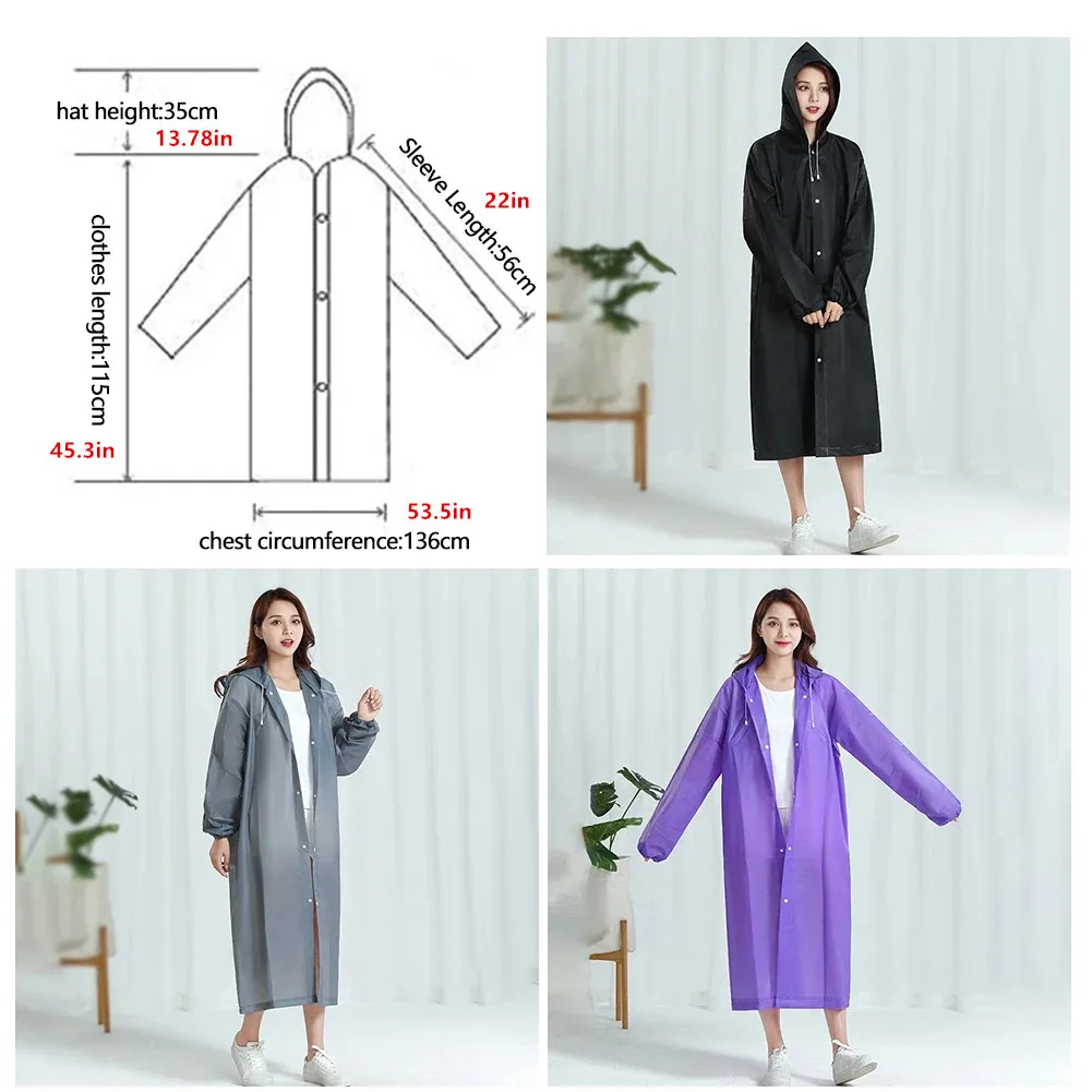 Chubasquero impermeable reutilizable, Poncho de moda para acampar, actividades al aire libre, Material Eva grueso para una protección definitiva, 1 unidad