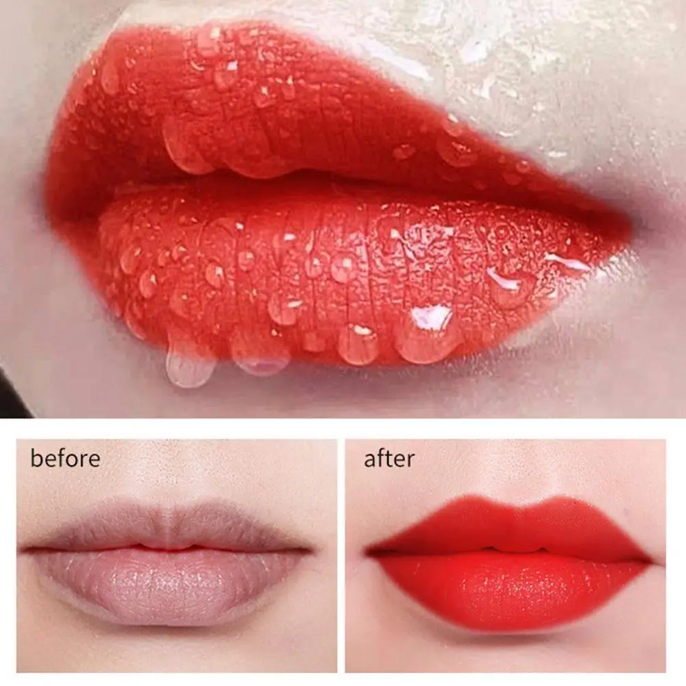 Pintalabios de 3 colores, lápiz labial resistente al agua, dos duraderos, estilo de maquillaje, herramienta de bálsamo labial largo coreano A7Y0