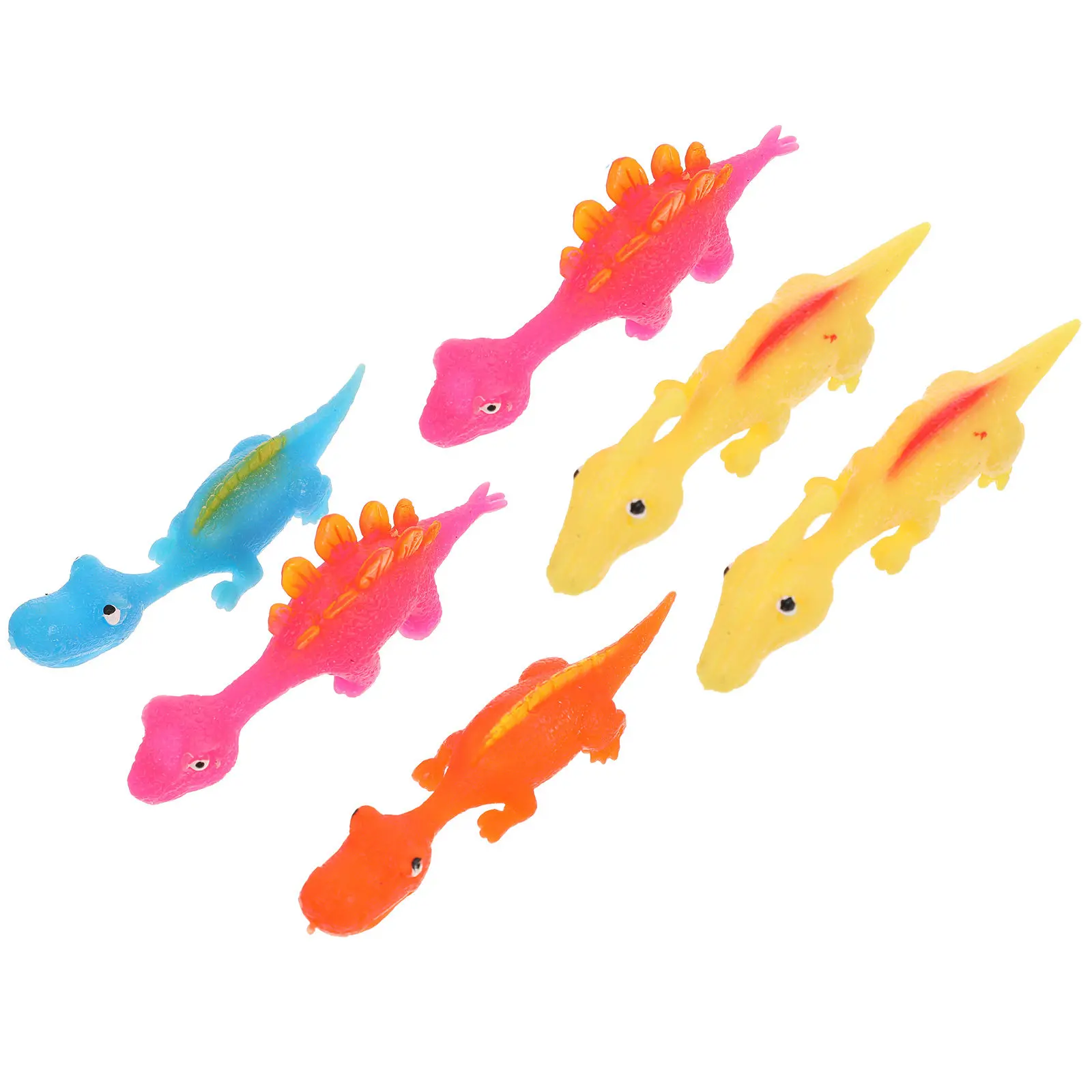 

6Pcs Finger Dinosaur Catapult Tpr Flexible Stress Relief Prank Props Flick Shooter Fun Gifts for Kids Teens