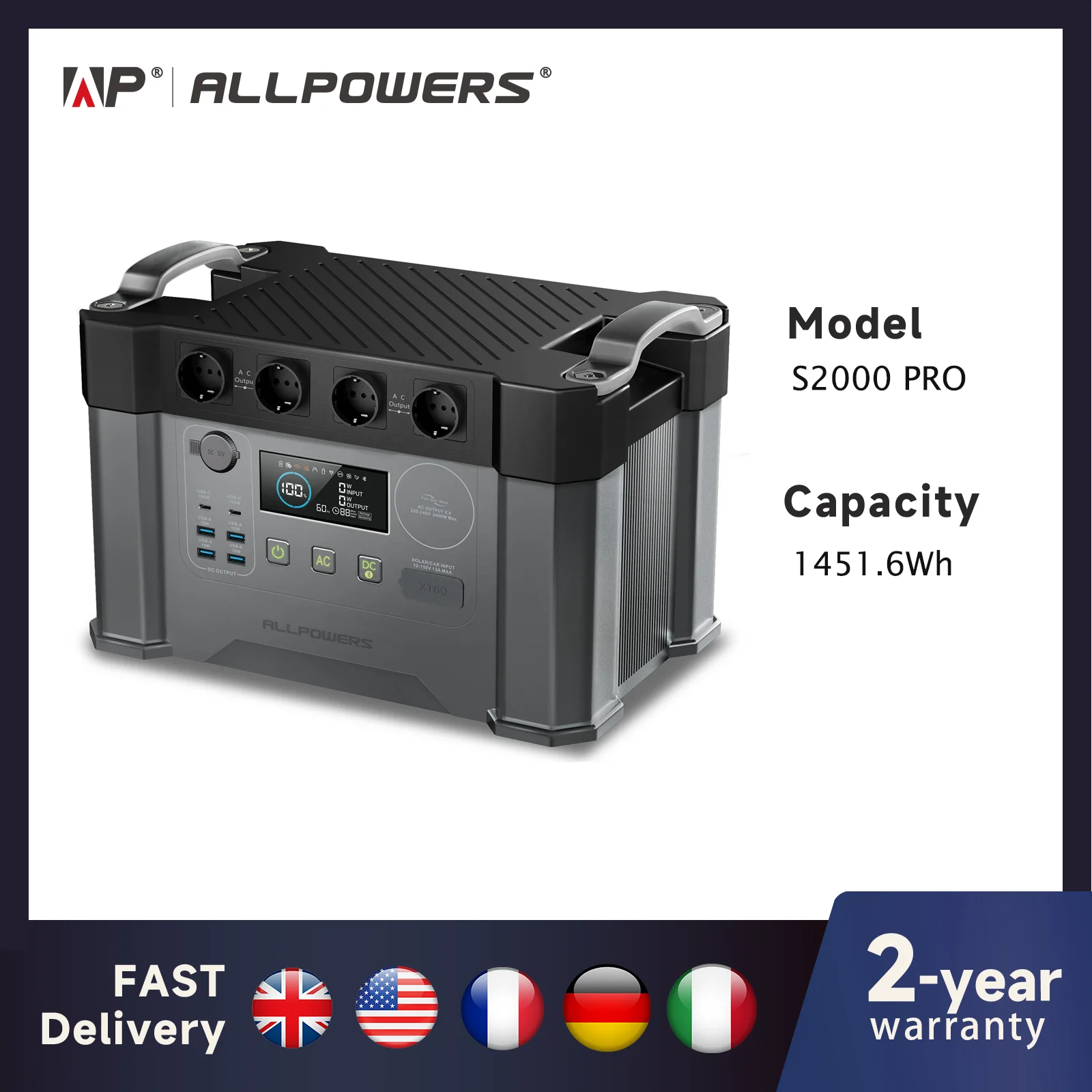 ALLPOWERS Portable Power Station 1500W / 2000W / 2400W Emergency Backup High-power Power Supply for Home / Outdoor，Power outage