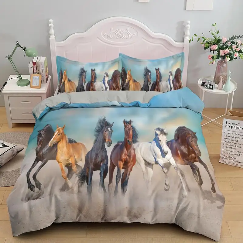 

Horses Printed Duvet Cover Set Twin Full Queen King Bedding Comforter Bedspread Soft Quilt Cover For Kids Boys Teens