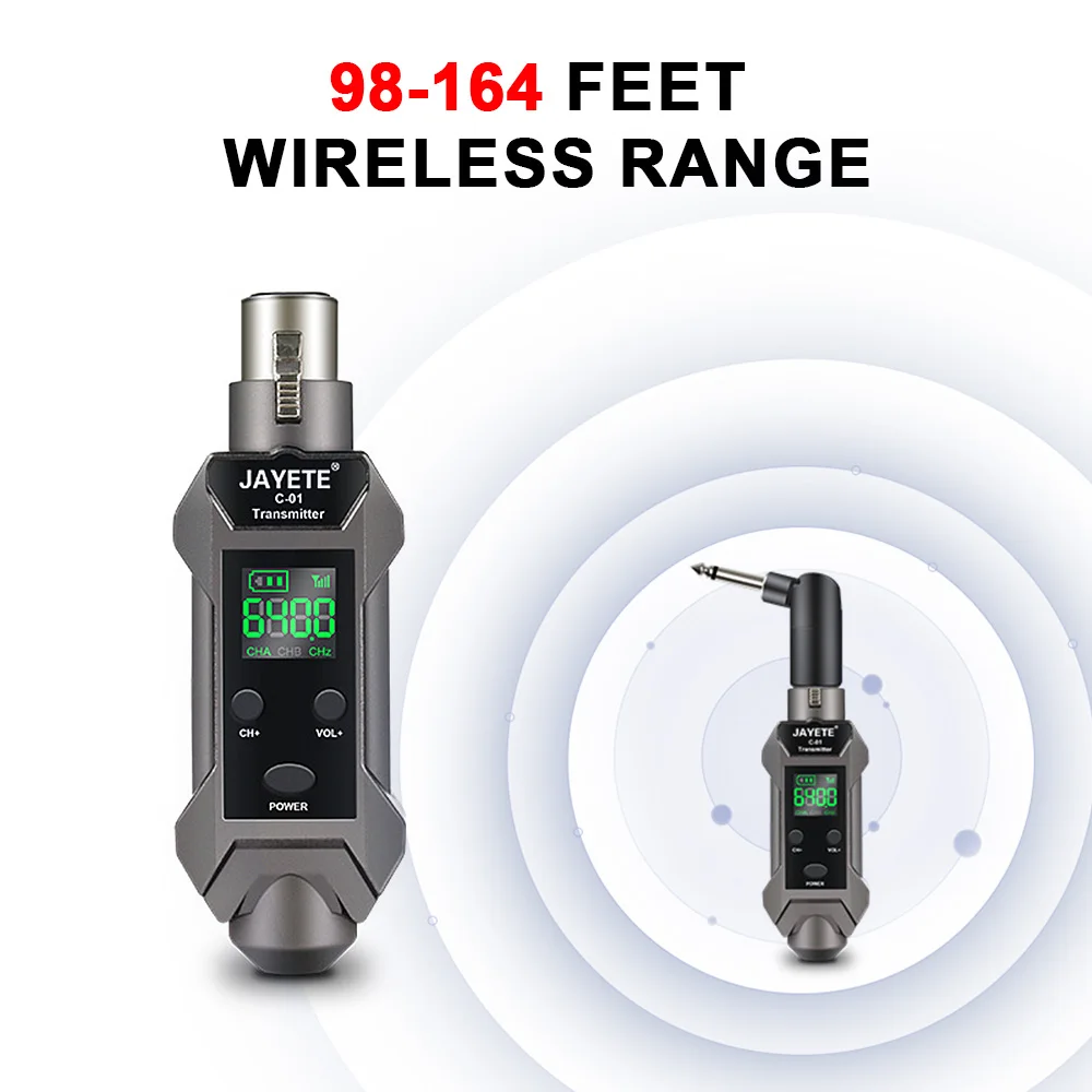 Drahtloses XLR-Sender- und Empfängersystem/164 Fuß Reichweite/geringe Latenz/kompatibel mit dynamischen und Kondensatormikrofonen, wiederaufladbar/Konvertierung