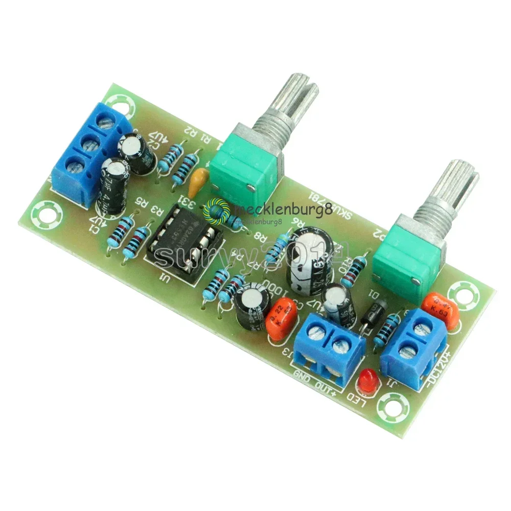 DC 12V-24V Low-pass Filter NE5532 Bass Tone Subwoofer Pre-Amplifier Preamp Board With LED FR-4 Glass PCB Copper Terminals Module