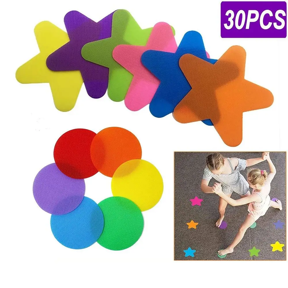 30Pcs Game Play Sport Teaching Tools Distancing Social Circles Carpet Spot Markers Sit Sitting Sticker Colorful Carpet Markers