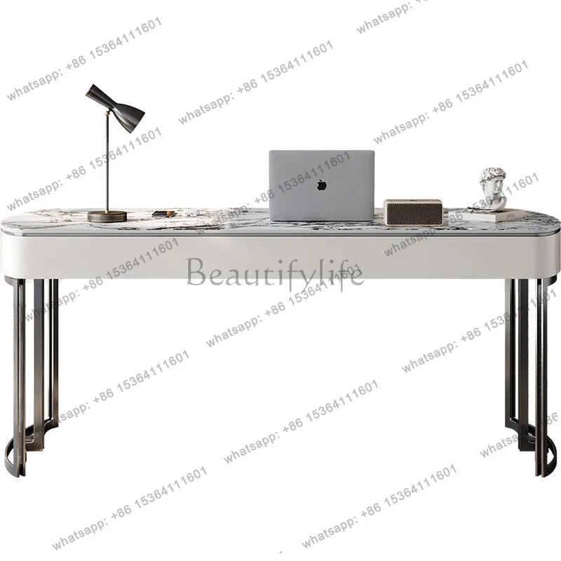 Minimalist bright rock slab desk light luxury modern home desk