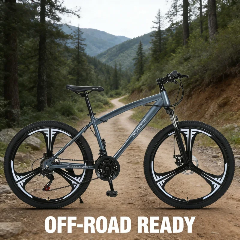 

Gray 24-inch Three-Knife Wheel Mountain Bike Variable Speed Off-Road Outdoor Student Bicycle One-Piece Dropshipping