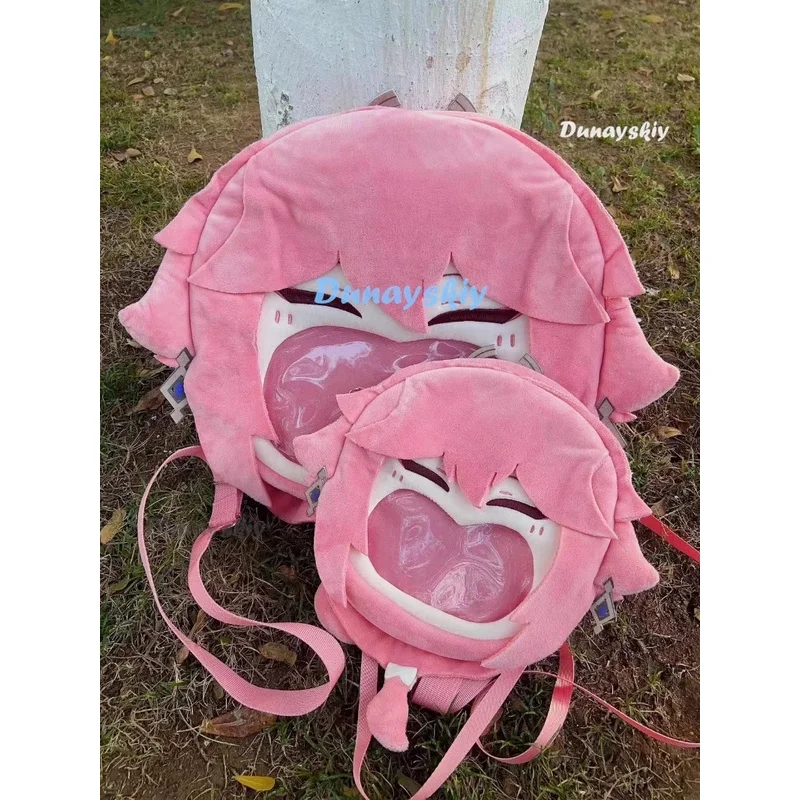 

2025 11 Anime Game Cosplay Yae Miko Transparent Campus Student Zipper Cartoon Backpack Messenger Bags Shoulder Bag