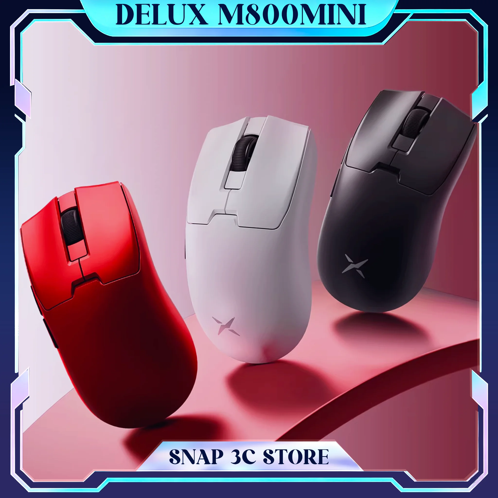 DELUX M800mini Wireless Gaming Mouse PAW3395 26K DPI Ultra-lightweight 46g Esports Mice for Small Hands Claw Grip Laptop PC