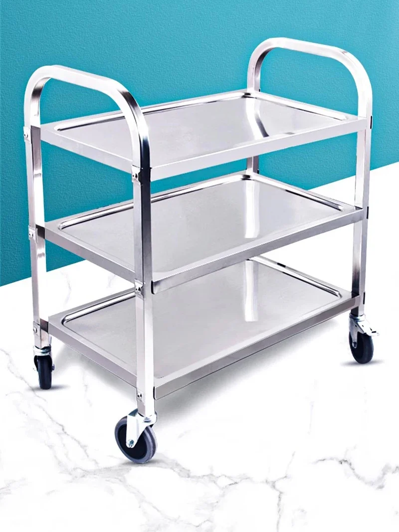 

Stainless Steel Hotel Bar Salon Trolley Kitchen Dining Room Drawing Room Salon Trolley Carrito Auxiliar Beauty Furniture HYST