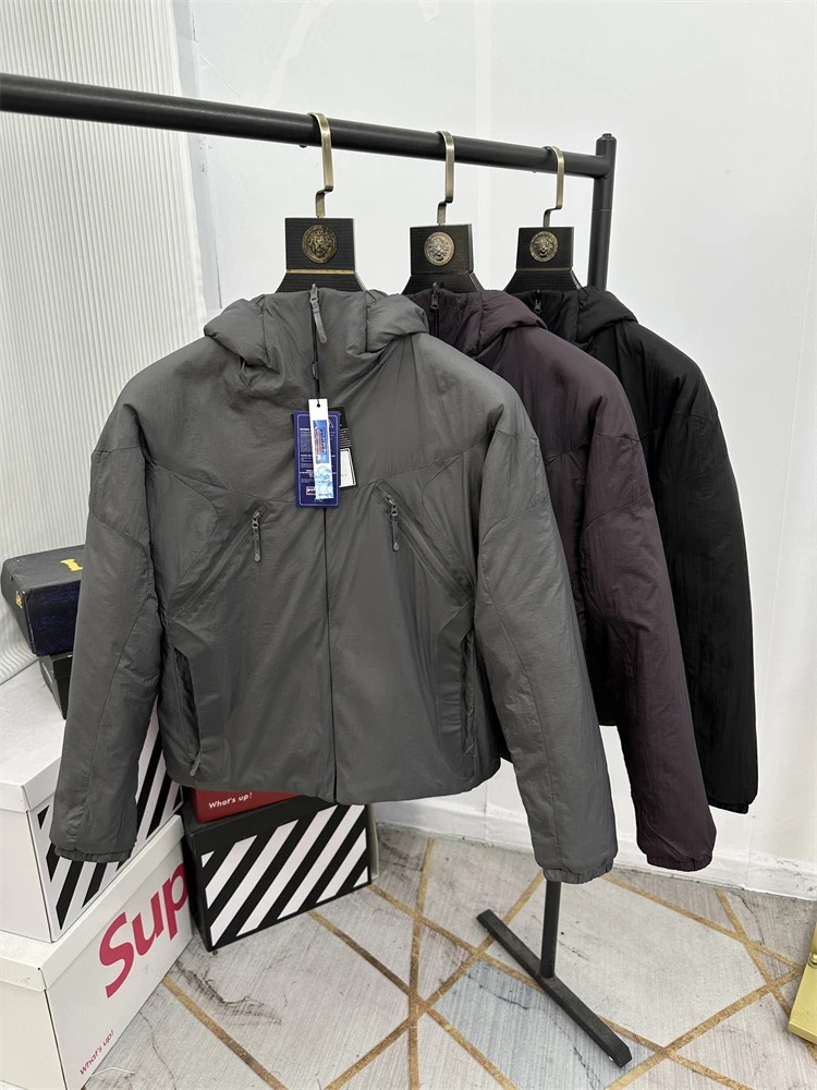 

Outdoor Lightweight Windproof Warm Cotton Jaet Men's Casual Versatile Hooded Cotton Coat Faionable Urban Sle Stand Fit