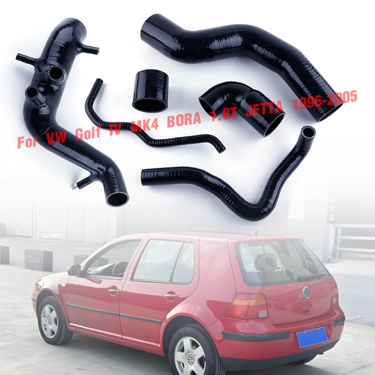 

6pcs Black For 1996-2005 VW Golf MK4 / Bora / Audi A3 TT 1.8T 20V Silicone Turbo Intake Hose / Pipe / Tube Kit