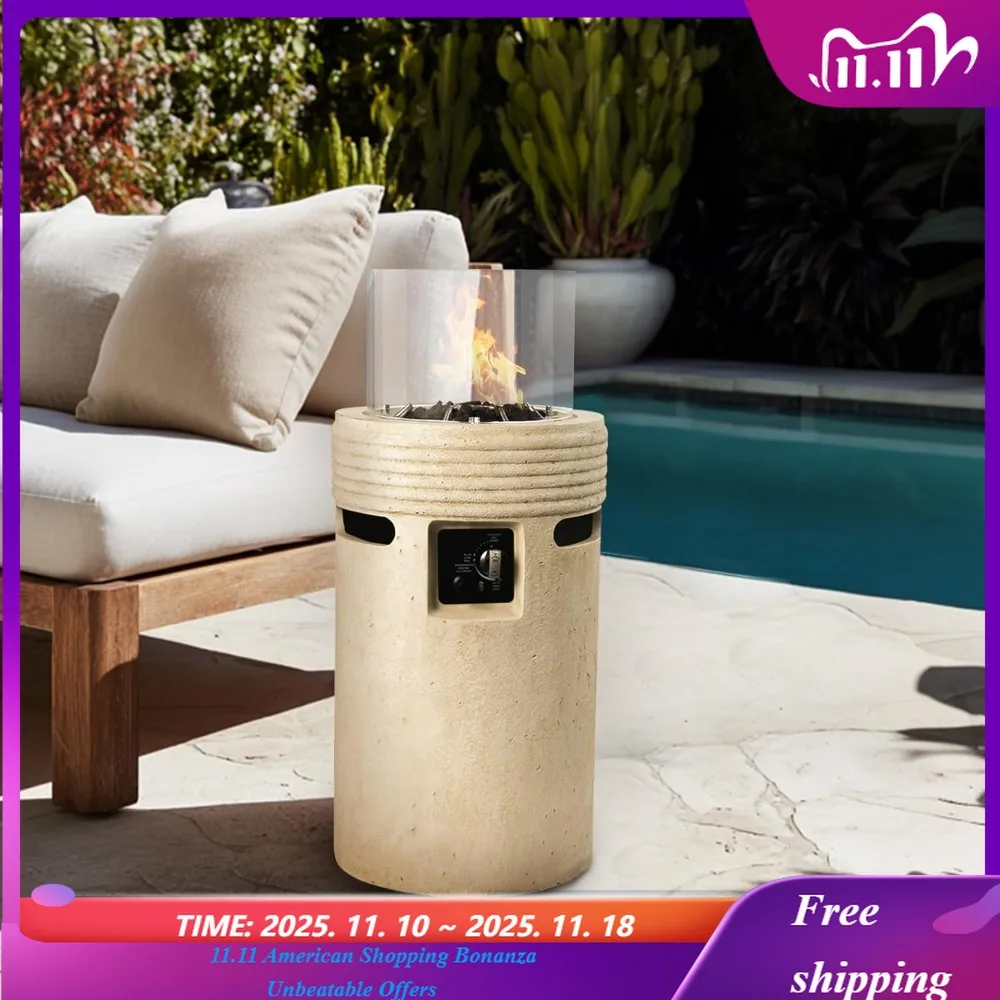 

Открытый пропановый колонка, 16-дюймовая пропановая колонка для патио, газовая костра Mgo, 50 000 БТЕ для улицы с лавовыми камнями