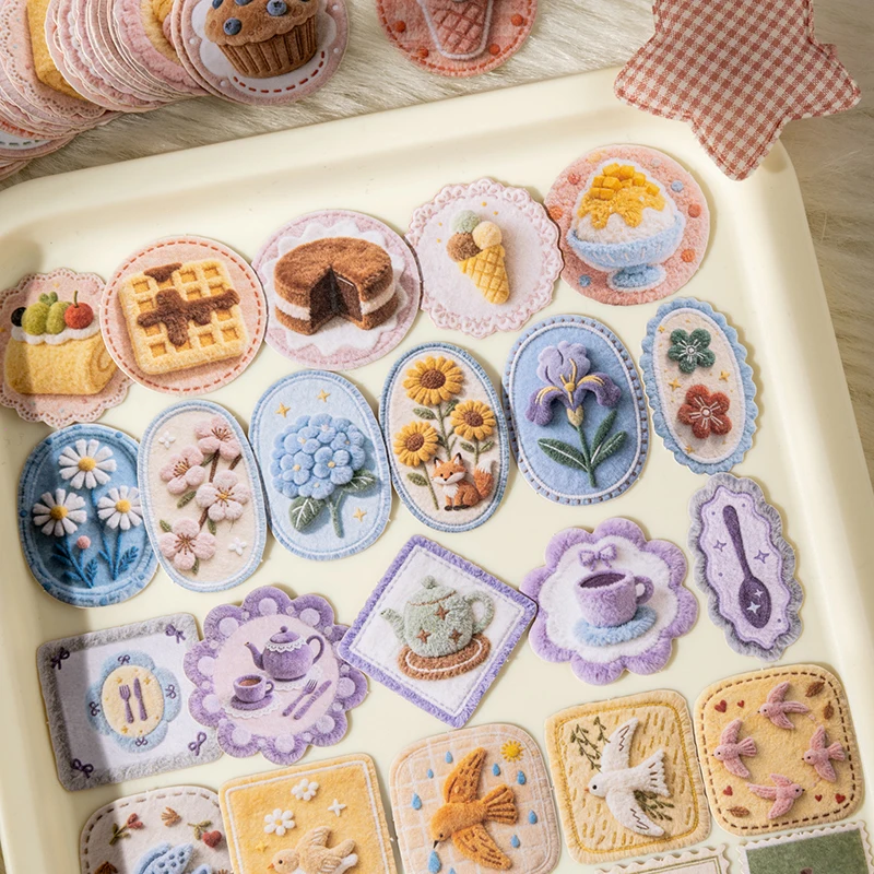 

Journal GO 45pcs Collage Stickers Soft Plushie Garden Vintage Cat Flower Coffee Label Creative Scrapbooking Landscape Material