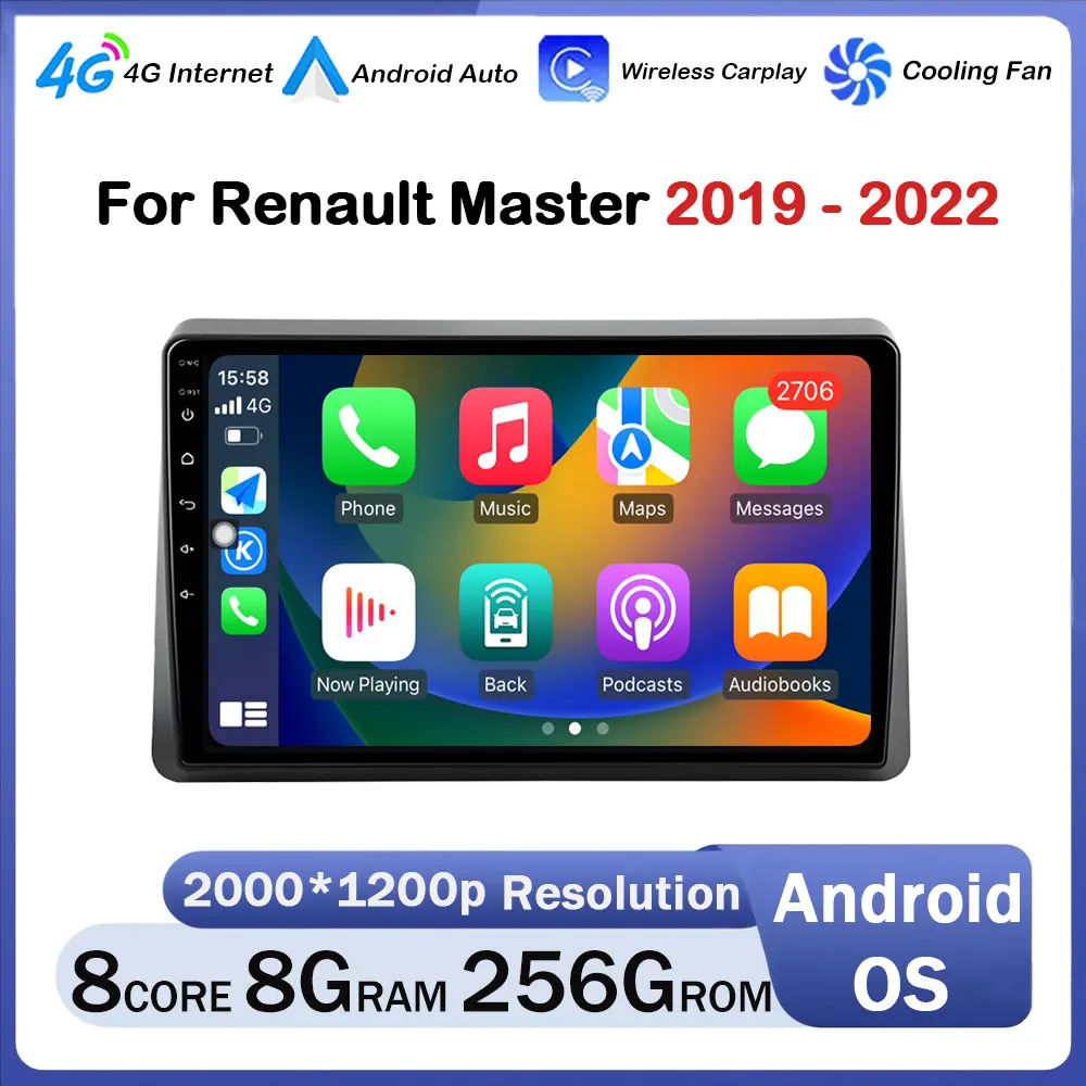 

Android Auto for Renault Master 2019 - 2022 Car Radio Multimedia Player GPS Navigation Carplay WIFI DSP Stereo Head Unit