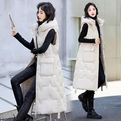 2025 New Winter Down Puffer Vest Women Casual All-match Sleeveless jacket Winter Long Bodywarm waistcoat Winter Sleeveless