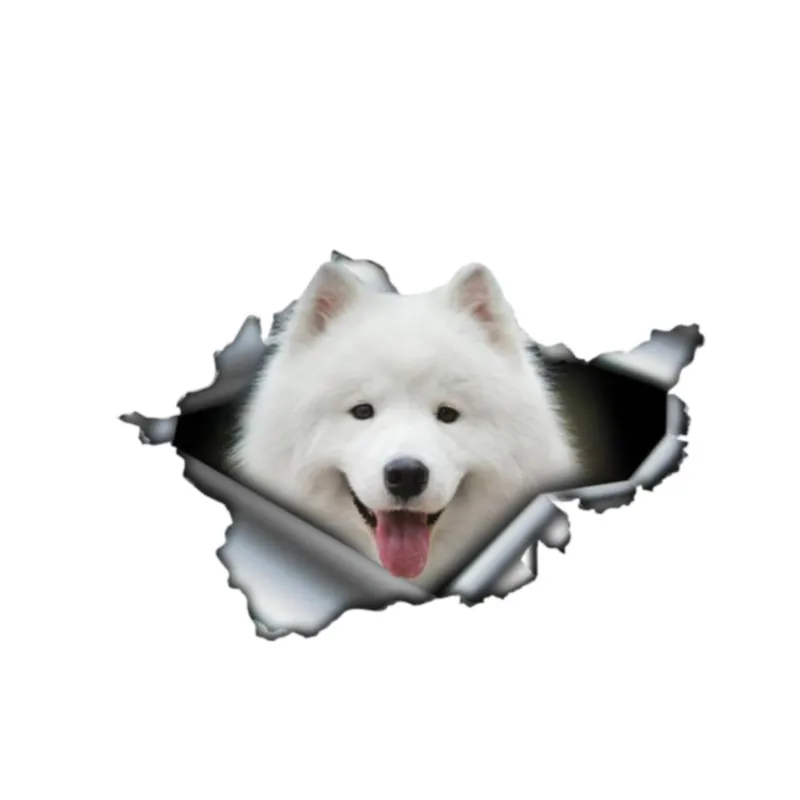 Y153#13CM/17CM Samoyed Sticker 3D Pet Graphic Vinyl Decal Car Window Laptop Bumper Animal Car Stickers