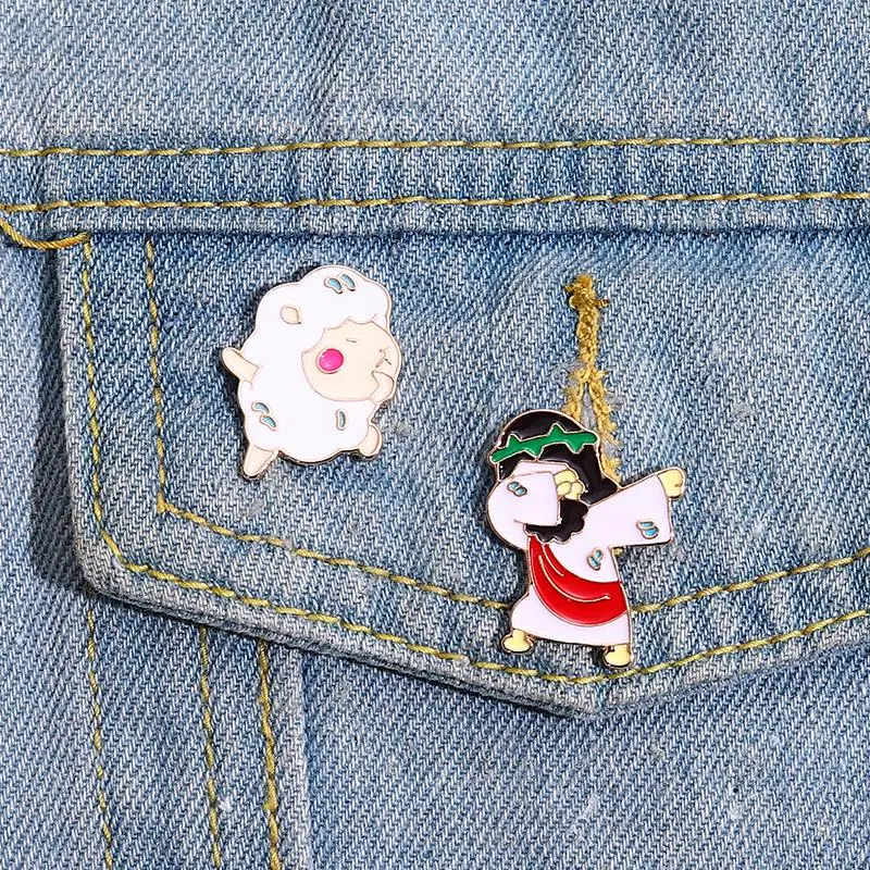 

Dancing Enamel Pins Custom Arab and Sheep Dance Brooches Lapel Badges Funny Cartoon Animal Jewelry Gift for Kids Friends