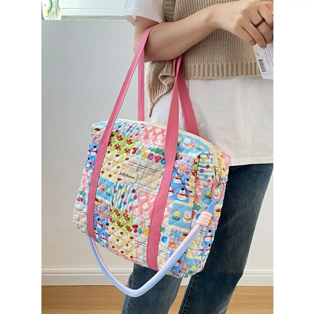 Colorful Pattern Baby Diaper Bag Large Capacity Detachable Straps Mommy Shoulder Bag Handheld Portable Mommy Nappy Handbag