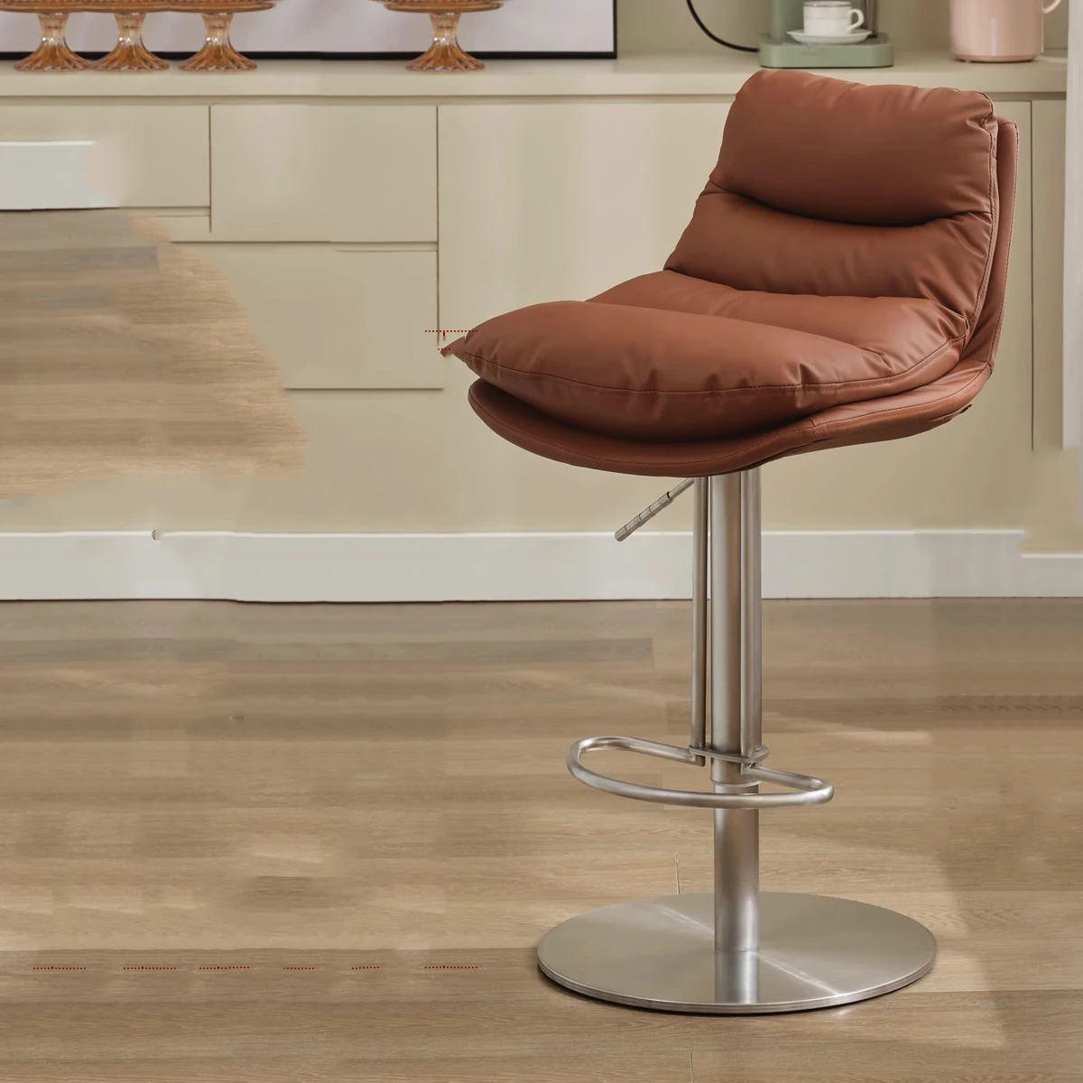 

Удобные современные барные стулья с регулируемой высотой для гостиной, металлические мягкие барные стулья, кожаные стулья для балкона, уникальная мебель