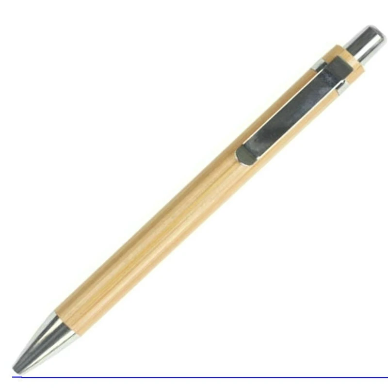 Stylo à bille en bois de bambou, pointe de 1.0mm, écriture scolaire et de bureau, signature d'entreprise, papeterie, 50 pièces