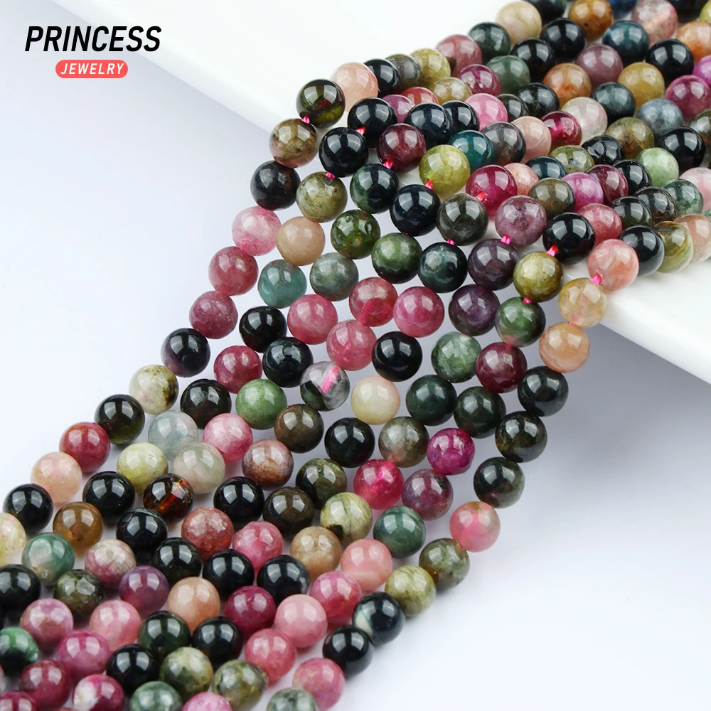 

A+ Natural Colorful Tourmaline 5mm Loose Beads for Jewelry Making Bracelet Necklace Wholesale Stone Spacer Beads DIY Accessories