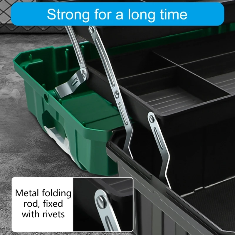 Heavy Duty Tool Organizers Storage Case With Lockable Lids, Ergonomic Comfortable Grip Handle, And Layered Compartments