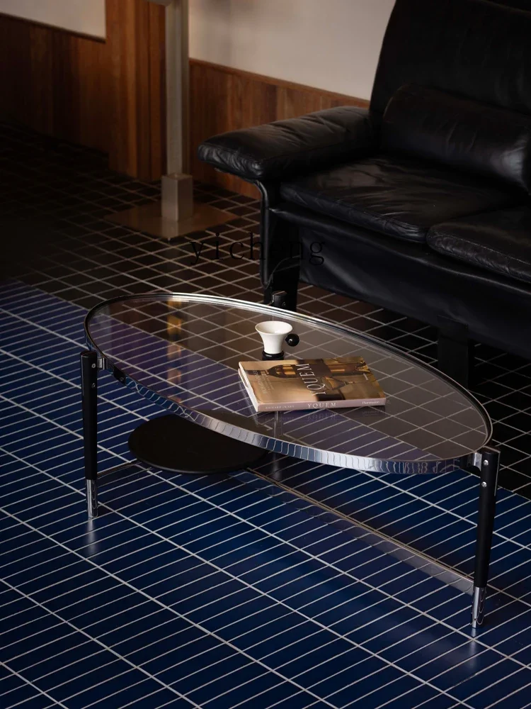 

Z1 coffee table oval tempered glass coffee table living room household tea table