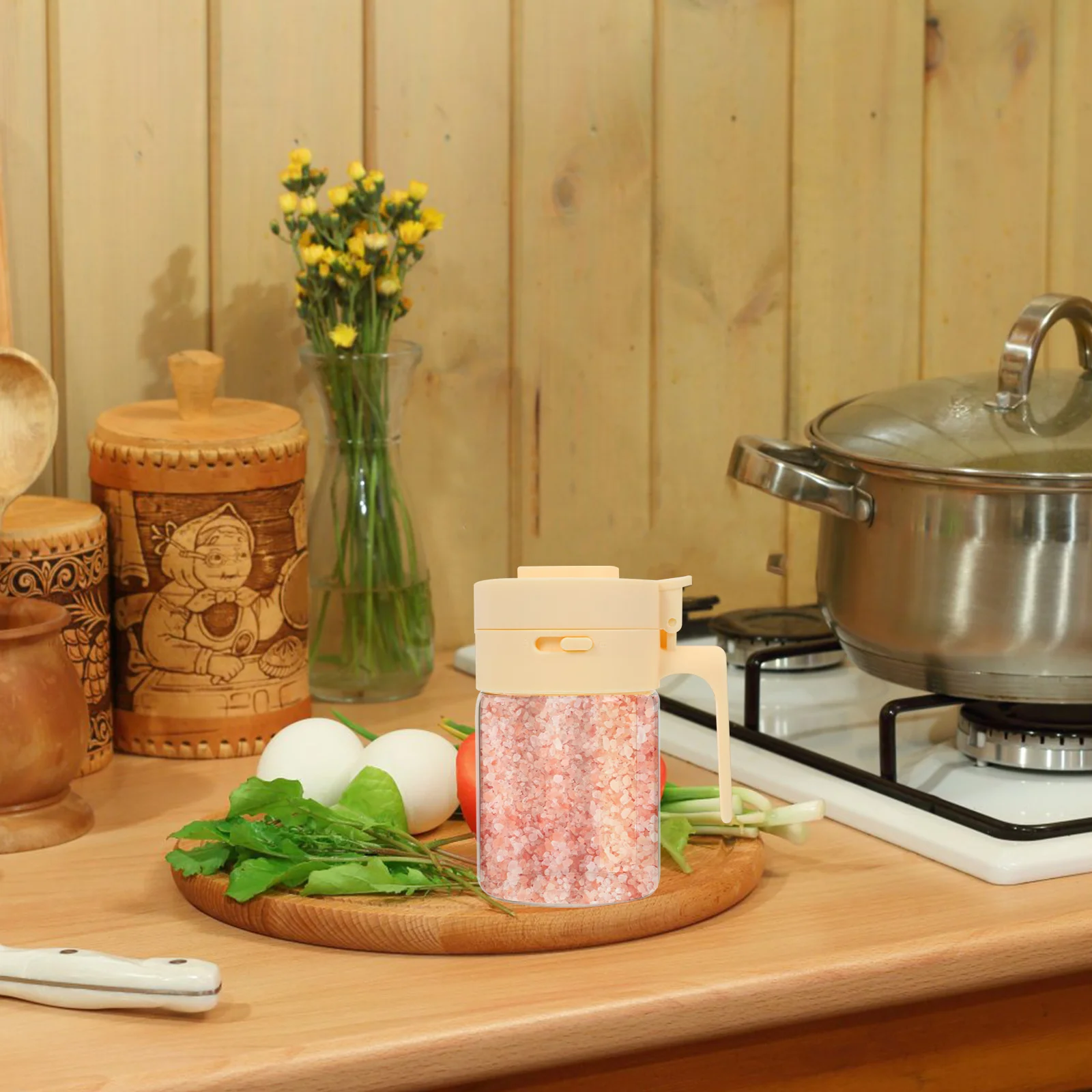 

Spices Jars Multipurpose Condiment Portable Seasoning Bottle Kitchen Salt Container Salt-control Beige Controlled