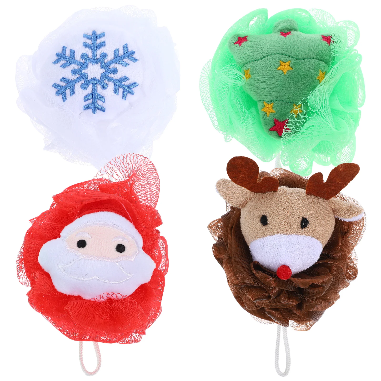 

4 Pcs Bath Flower Shower Scrubber for Body Loofah Sponges Bathing Christmas Ball Bathroom