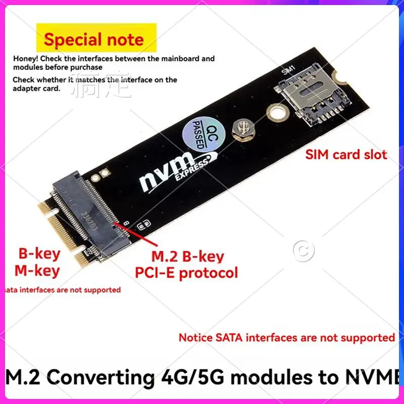 AP-M.2 B-Key Naar PCIE Adapter Riser Met Sim-kaartsleuf Voor 4G 5G LTE netwerkmodule M.2 M-Key/B-Key NVME Adapter